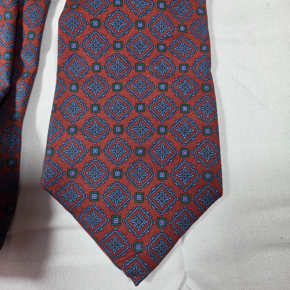 Vintage Westbury Collection Mens Ancient Madder Silk Tie Red Blue Geometric